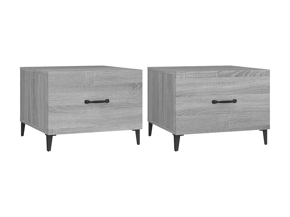 Mesas de centro con patas metal 2 uds gris sonoma 50x50x40 cm ES18671