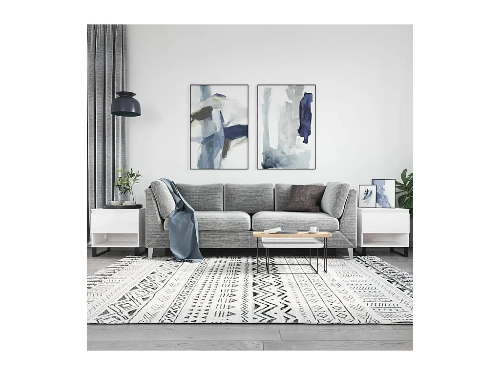 Tables basses 2 pcs blanc brillant 50x46x50cm bois d'ingénierie OFR23269 BonneVie Meuble