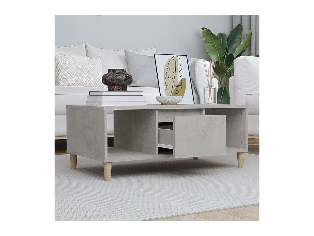 Table basse Gris béton 90x50x36,5 cm Bois d'ingénierie OFR47053 BonneVie Meuble