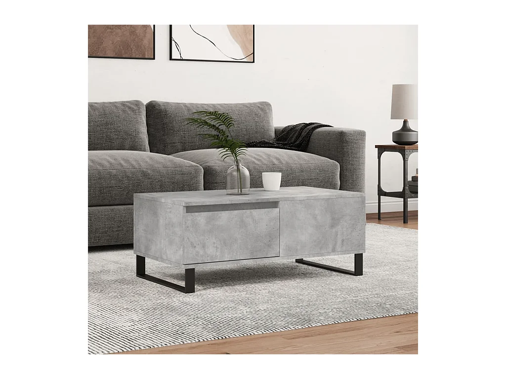 Table basse Gris béton 90x50x36,5 cm Bois d'ingénierie OFR73971 BonneVie Meuble
