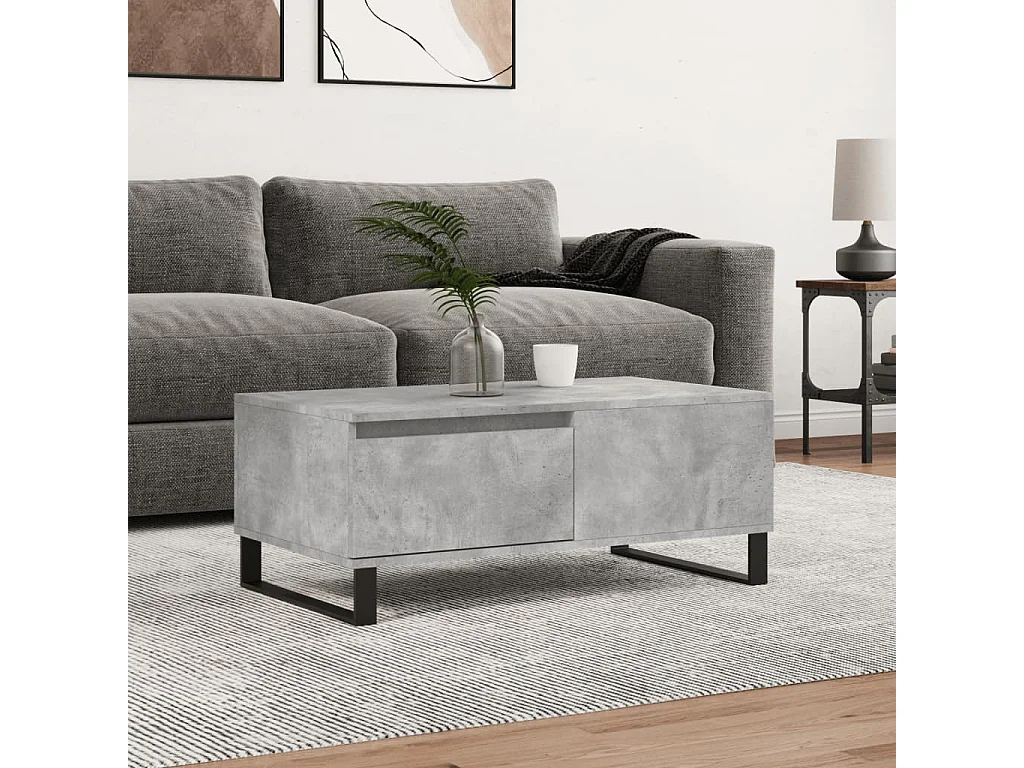 Table basse Gris béton 90x50x36,5 cm Bois d'ingénierie OFR73971 BonneVie Meuble