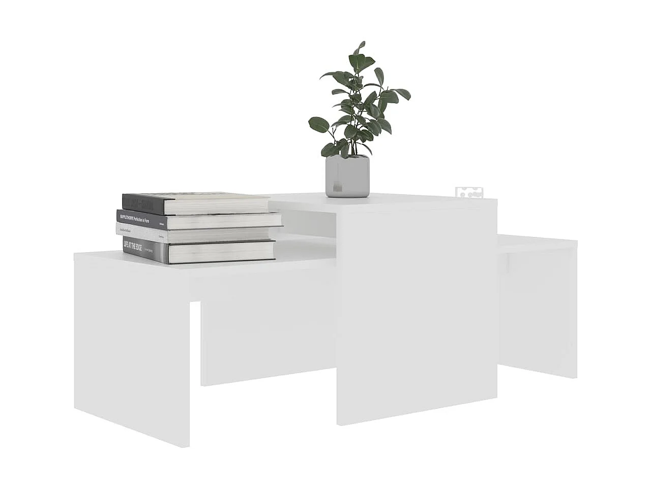 Set de mesas de centro madera contrachapada blanco 100x48x40 cm ES147106