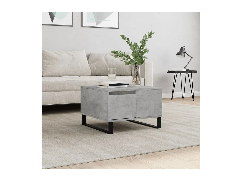 Table basse gris béton 55x55x36,5 cm bois d'ingénierie OFR70419 BonneVie Meuble