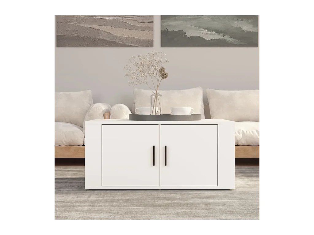 Table basse Blanc 80x50x36 cm Bois d'ingénierie OFR64409 BonneVie Meuble