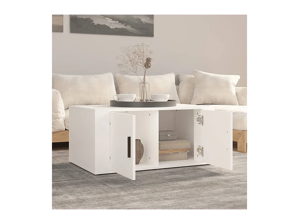 Salontafel 80x50x36 cm bewerkt hout wit NL733190