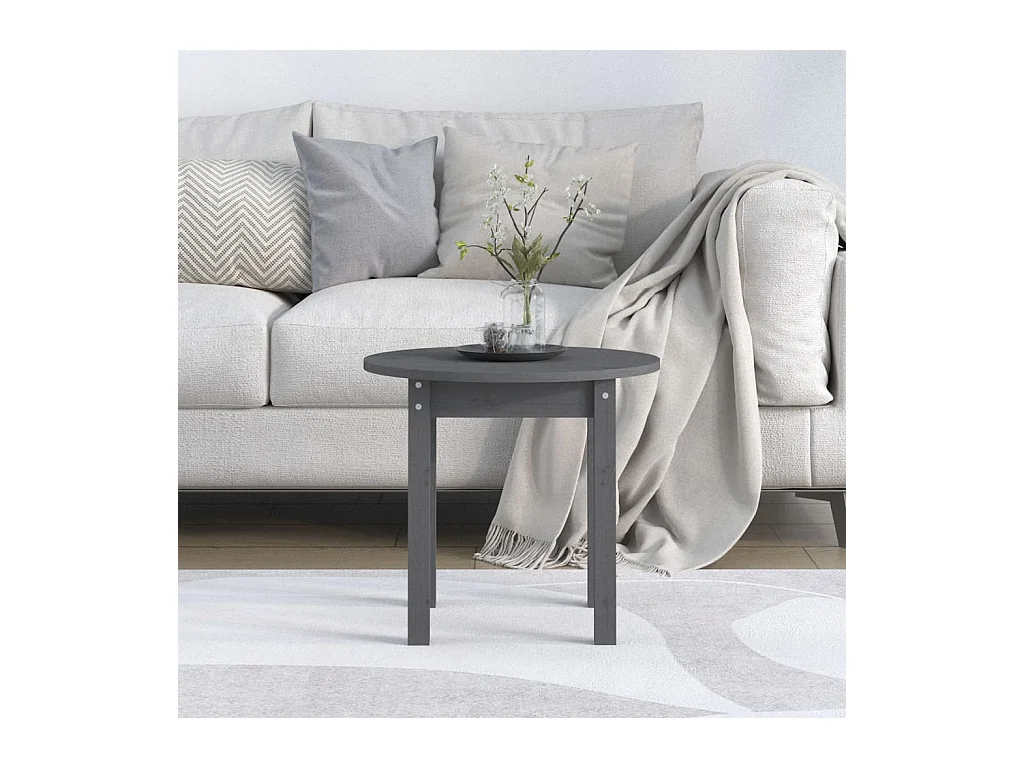 Mesa de centro de madera maciza de pino gris Ø 45x40 cm ES70792