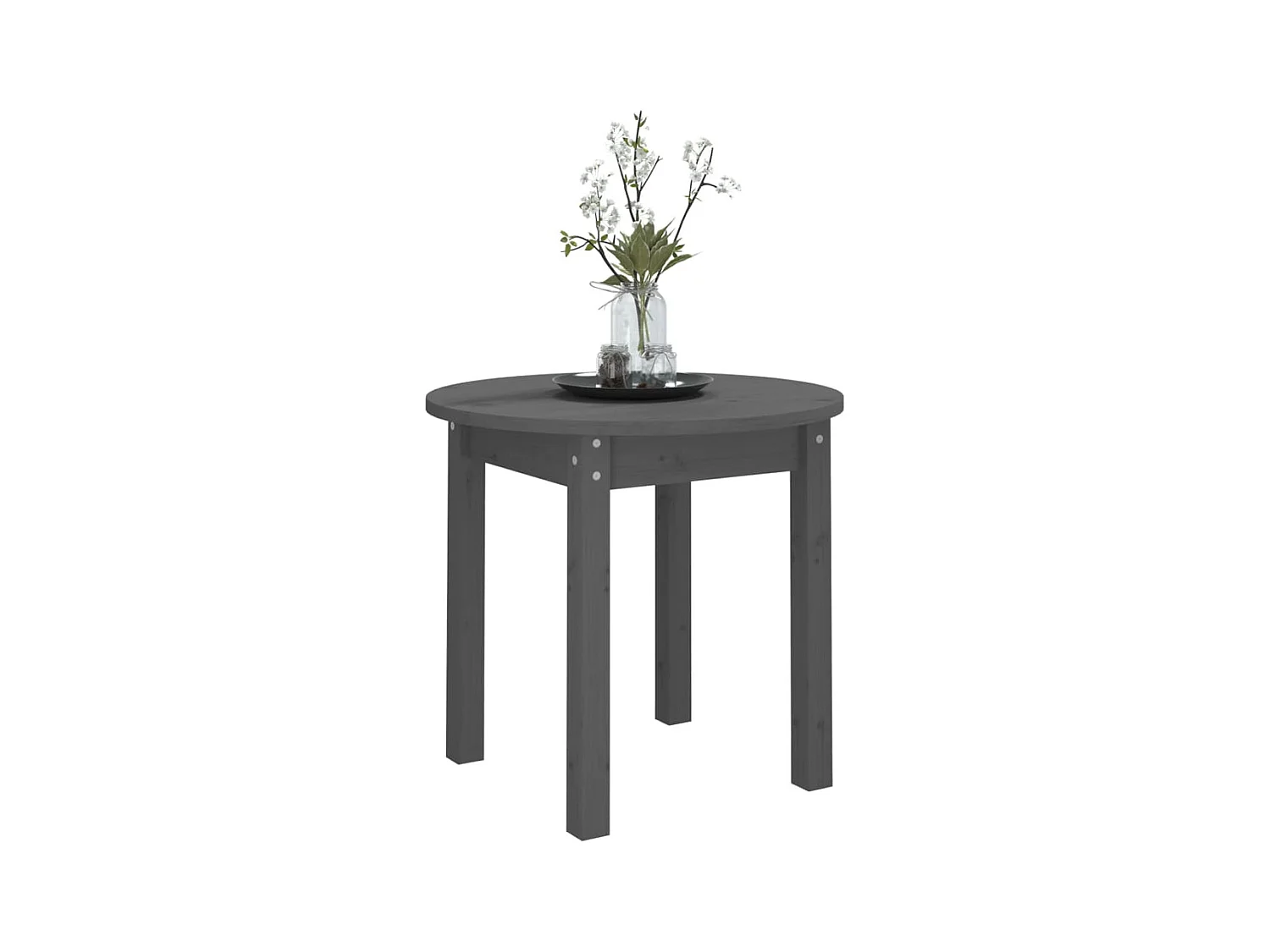 Mesa de centro de madera maciza de pino gris Ø 45x40 cm ES70792