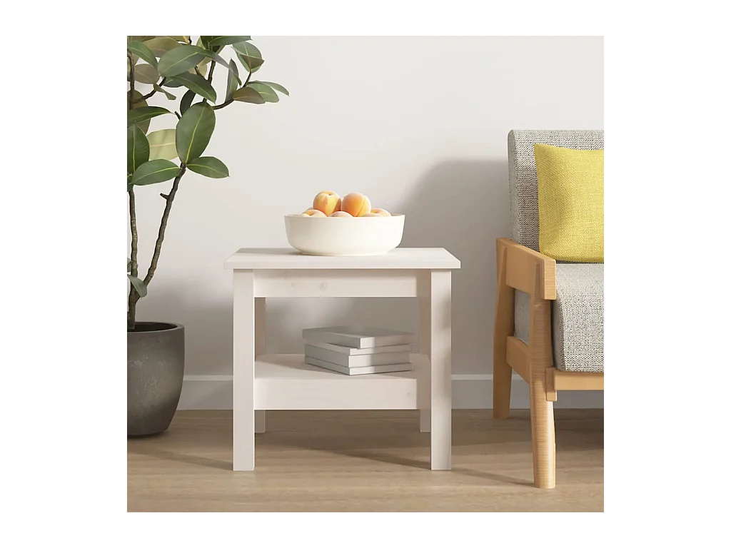 Table basse Blanc 45x45x40 cm Bois massif de pin OFR22877 BonneVie Meuble