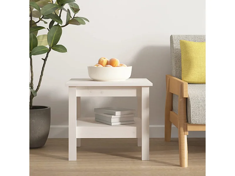 Salontafel 45x45x40 cm massief grenenhout wit NL579966