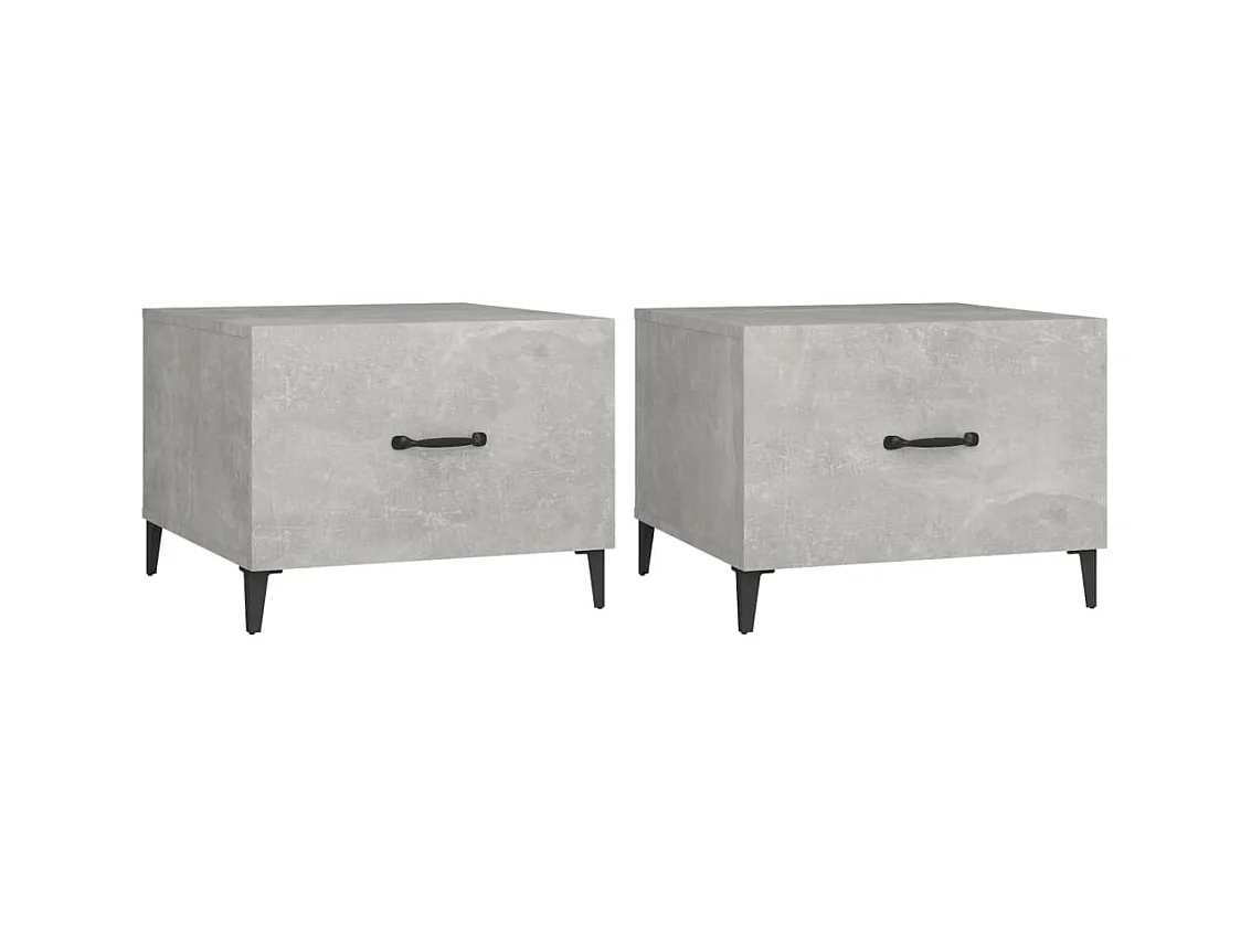 Mesa de centro patas de metal 2 uds gris hormigón 50x50x40 cm ES25886