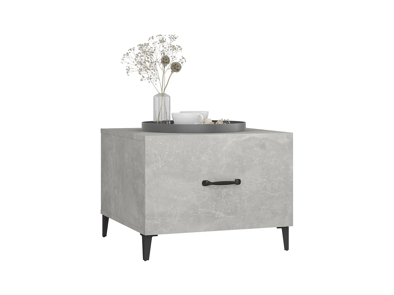 Mesa de centro patas de metal 2 uds gris hormigón 50x50x40 cm ES25886