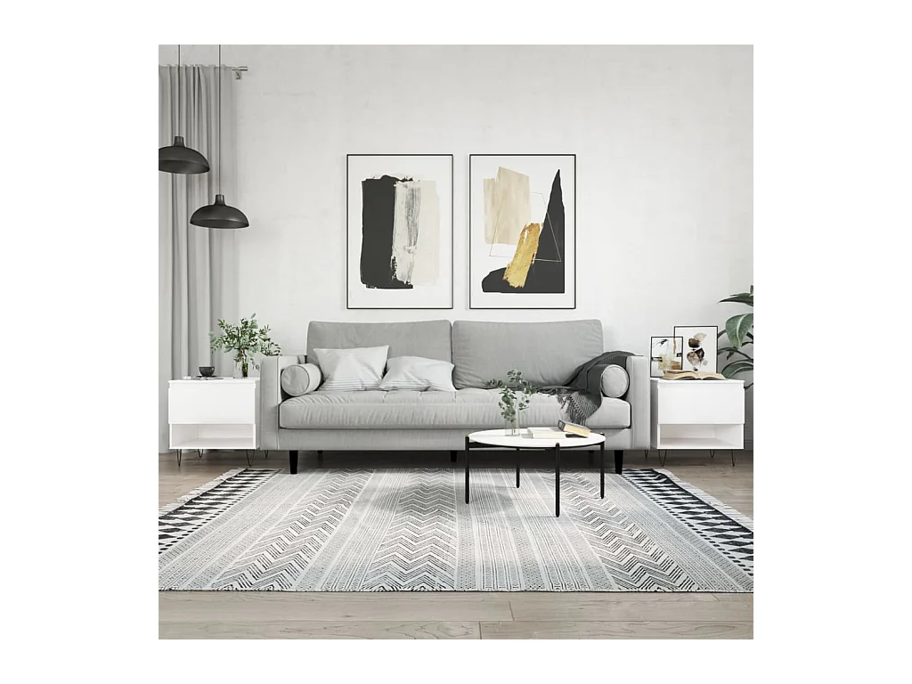 Tables basses 2 pcs blanc brillant 50x46x50cm bois d'ingénierie OFR43466 BonneVie Meuble