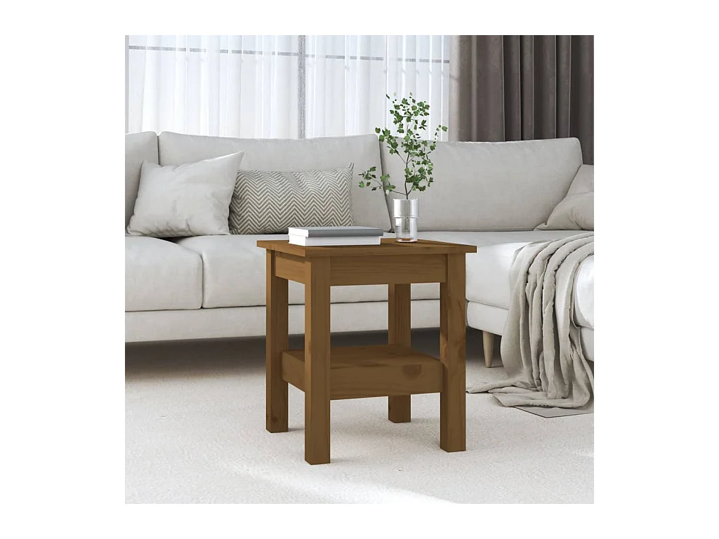 Table basse Marron miel 35x35x40 cm Bois massif de pin OFR19230 BonneVie Meuble