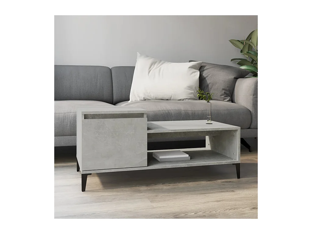 Table basse Gris béton 100x50x45 cm Bois d'ingénierie OFR45324 BonneVie Meuble