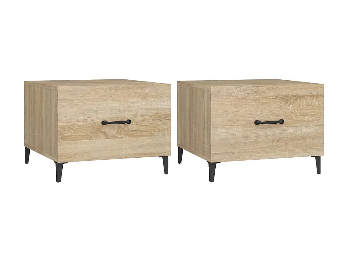 Tables basses avec pieds en métal 2 pcs Chêne sonoma 50x50x40cm OFR88490 BonneVie Meuble