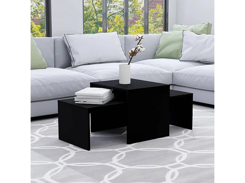 Ensemble de tables basses Noir 100x48x40 cm Aggloméré OFR61634 BonneVie Meuble