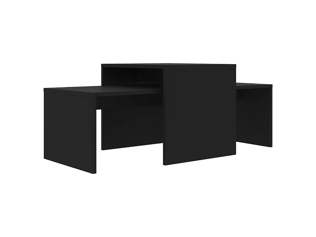 Set de mesas de centro madera contrachapada negro 100x48x40 cm ES357677