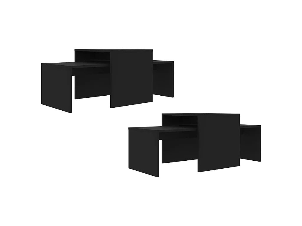 Conjunto mesas de centro 100x48x40 cm derivados madeira preto PT725222