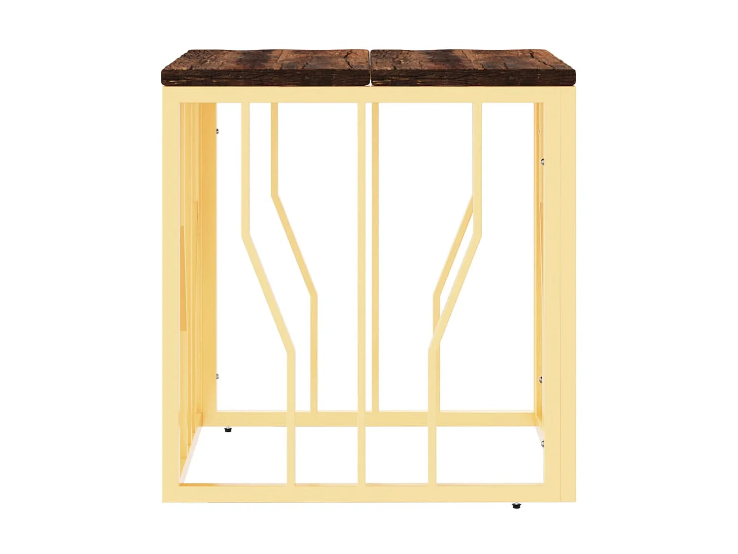 Salontafel roestvrij staal en massief gerecycled hout goudkleur NL607041