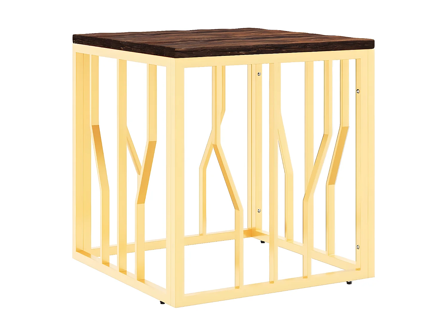 Table basse doré acier inoxydable et bois massif récupération OFR93178 BonneVie Meuble