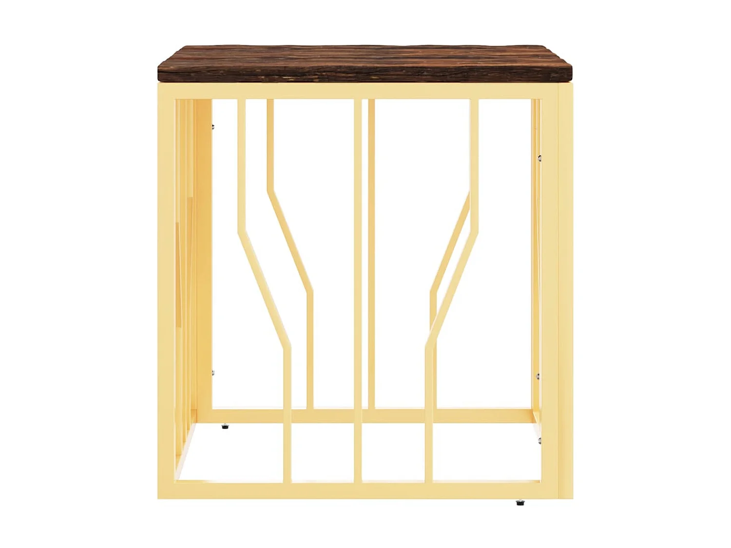 Table basse doré acier inoxydable et bois massif récupération OFR93178 BonneVie Meuble