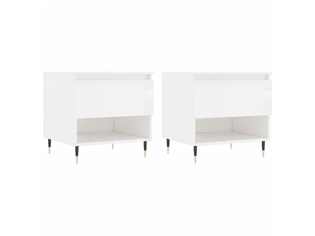 Mesas centro 2 uds madera ingeniería blanco brillo 50x46x50 cm ES68384