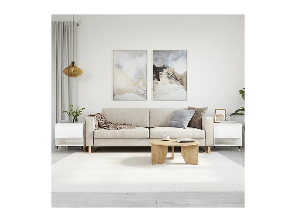 Tables basses 2 pcs blanc brillant 50x46x50cm bois d'ingénierie OFR55475 BonneVie Meuble