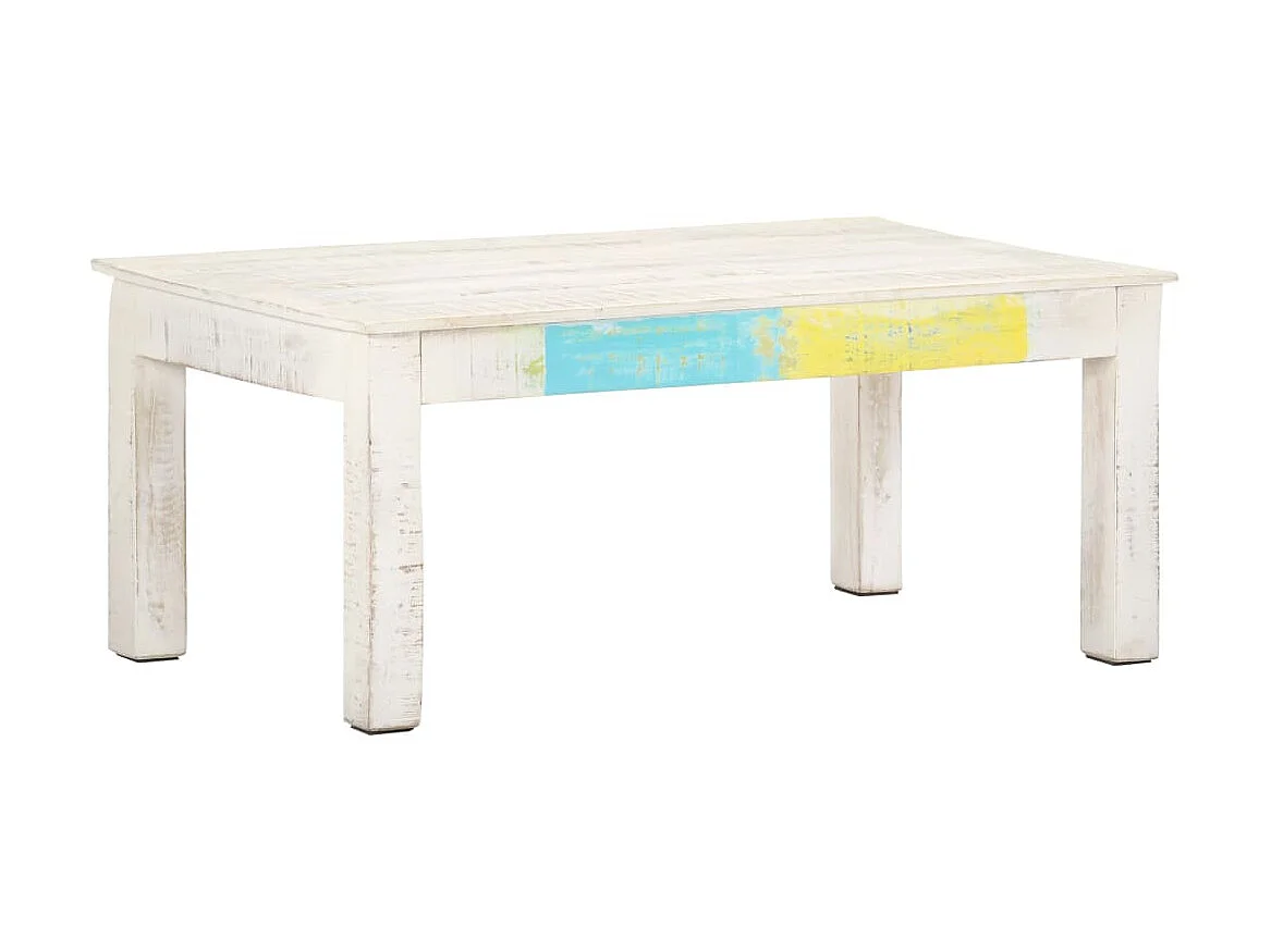 Table basse Blanc 110x60x45 cm Bois de manguier massif OFR95018 BonneVie Meuble