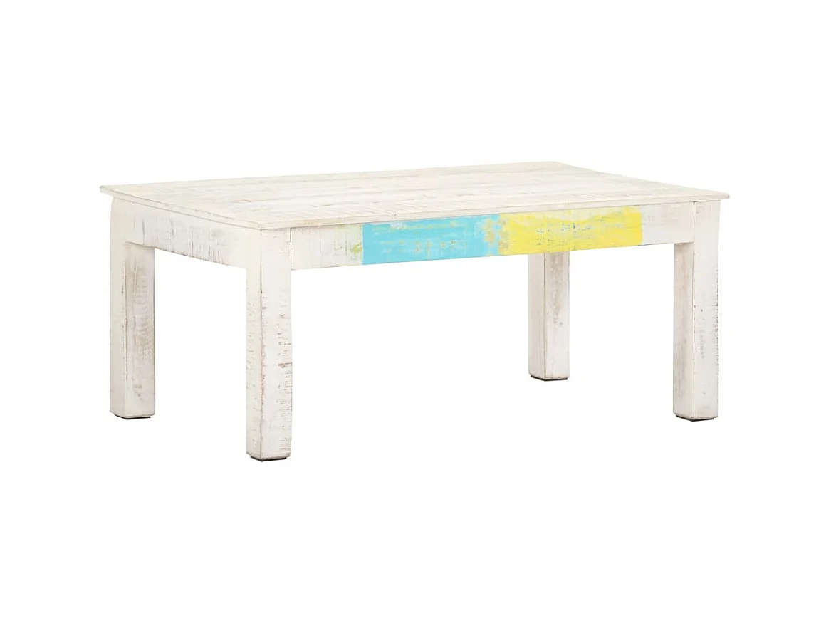 Table basse Blanc 110x60x45 cm Bois de manguier massif OFR95018 BonneVie Meuble