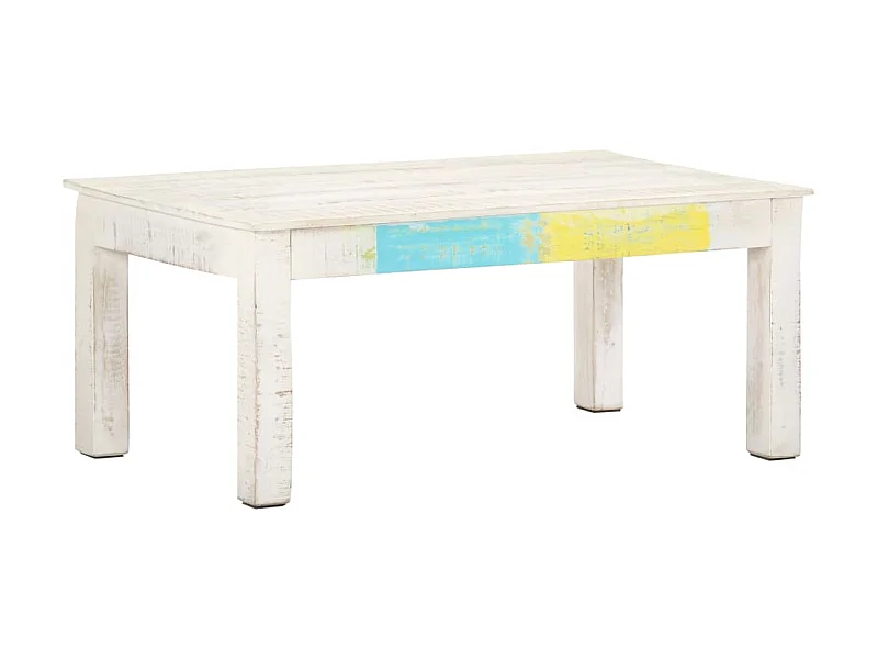 Table basse Blanc 110x60x45 cm Bois de manguier massif OFR95018 BonneVie Meuble