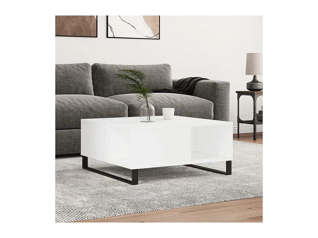Table basse blanc 80x80x36,5 cm bois d'ingénierie OFR12606 BonneVie Meuble