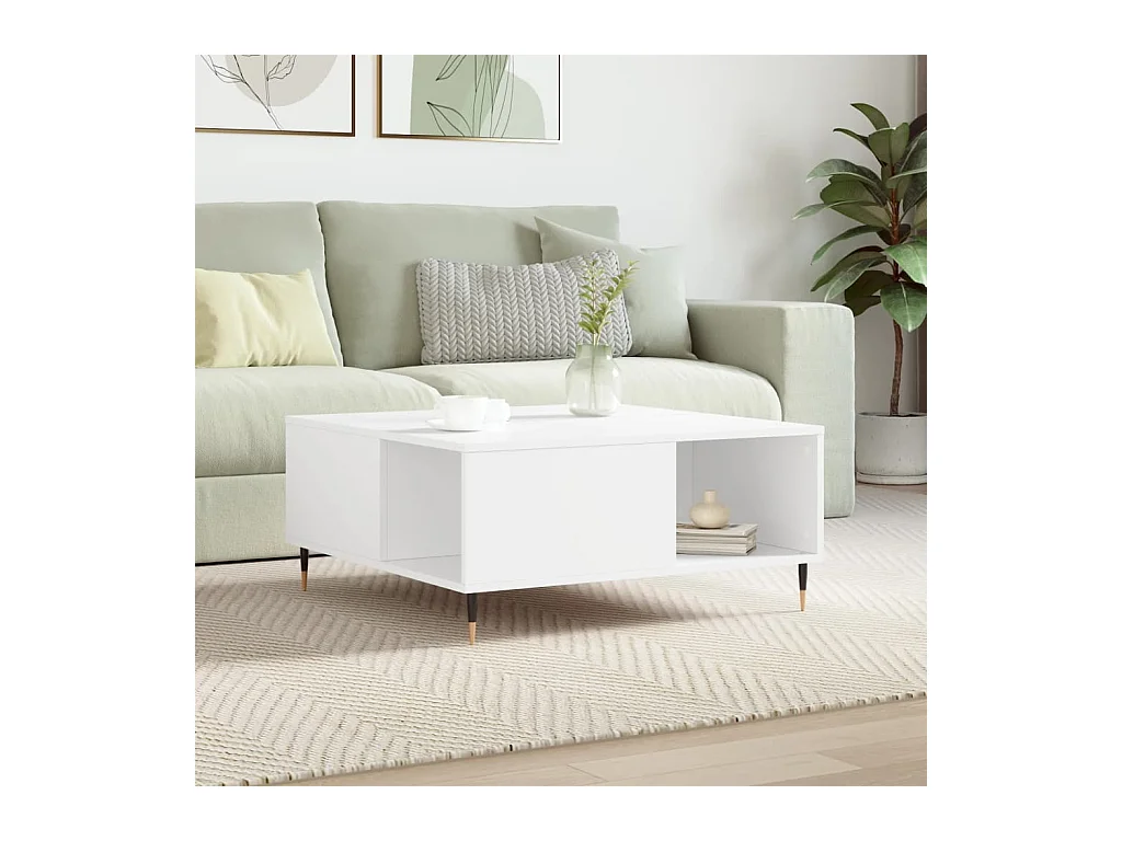 Table basse blanc 80x80x36,5 cm bois d'ingénierie OFR69816 BonneVie Meuble
