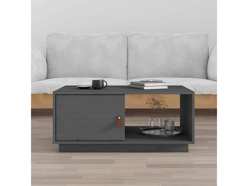 Mesa de centro 80x80x35,5 cm madeira de pinho maciça cinza PT414375