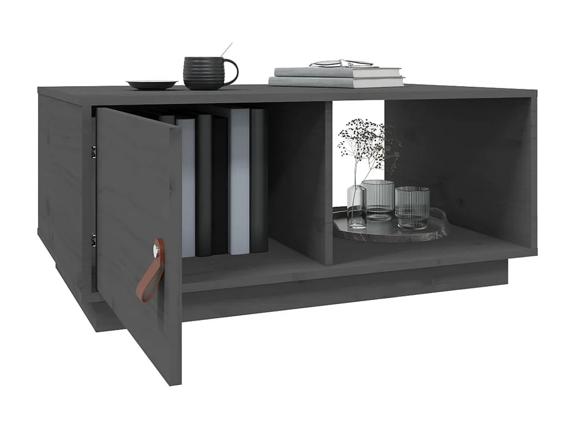 Mesa de centro 80x80x35,5 cm madeira de pinho maciça cinza PT414375