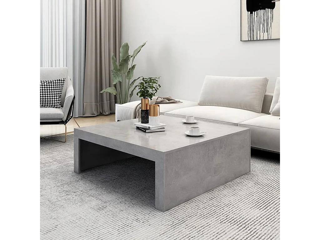 Mesa de centro madera de ingeniería gris hormigón 100x100x35 cm ES48437