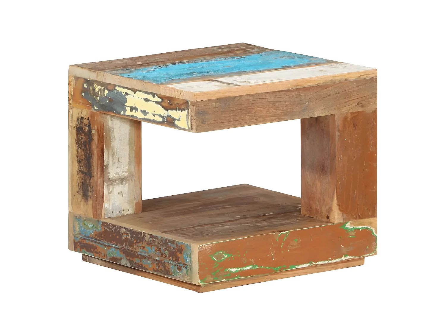 Table basse 45x45x40 cm Bois de récupération massif OFR54765 BonneVie Meuble