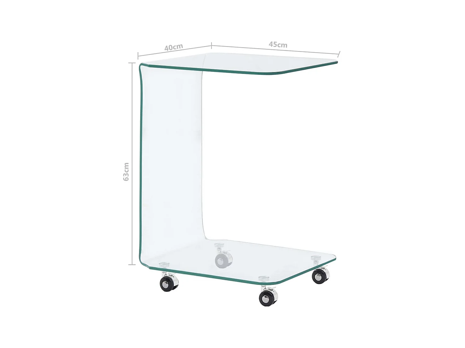 Table basse 45 x 40 x 63 cm Verre trempé OFR52422 BonneVie Meuble