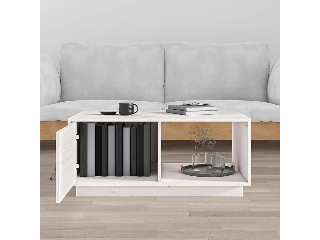 Mesa de centro 80x80x35,5 cm madeira de pinho maciça branco PT569586