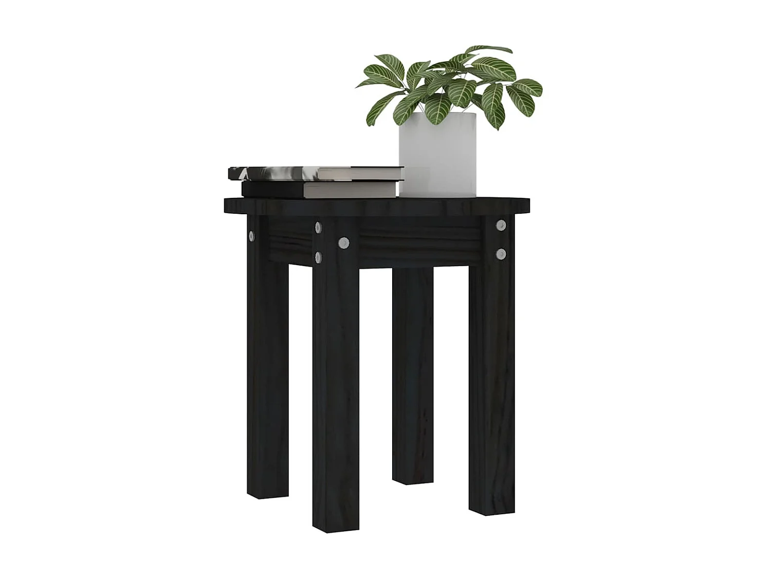 Table basse Noir Ø 35x35 cm Bois massif de pin OFR44419 BonneVie Meuble