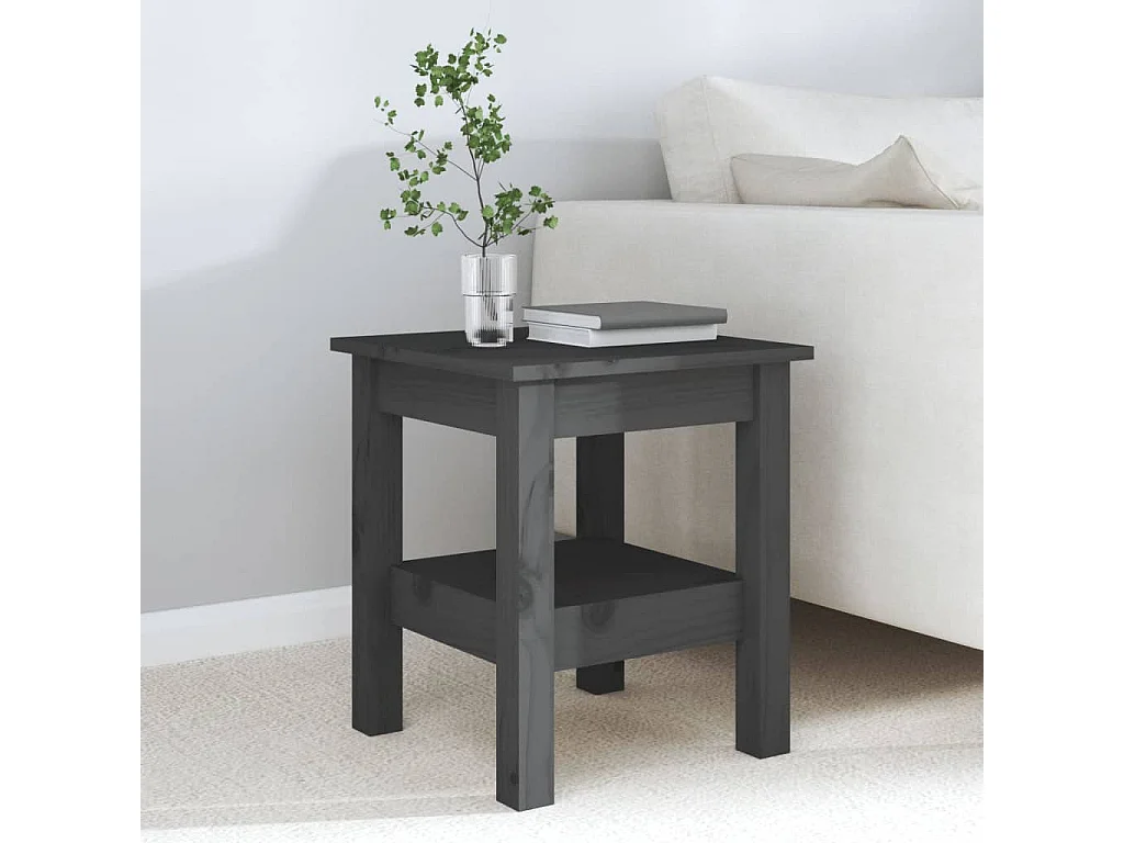Table basse Gris 35x35x40 cm Bois massif de pin OFR71070 BonneVie Meuble