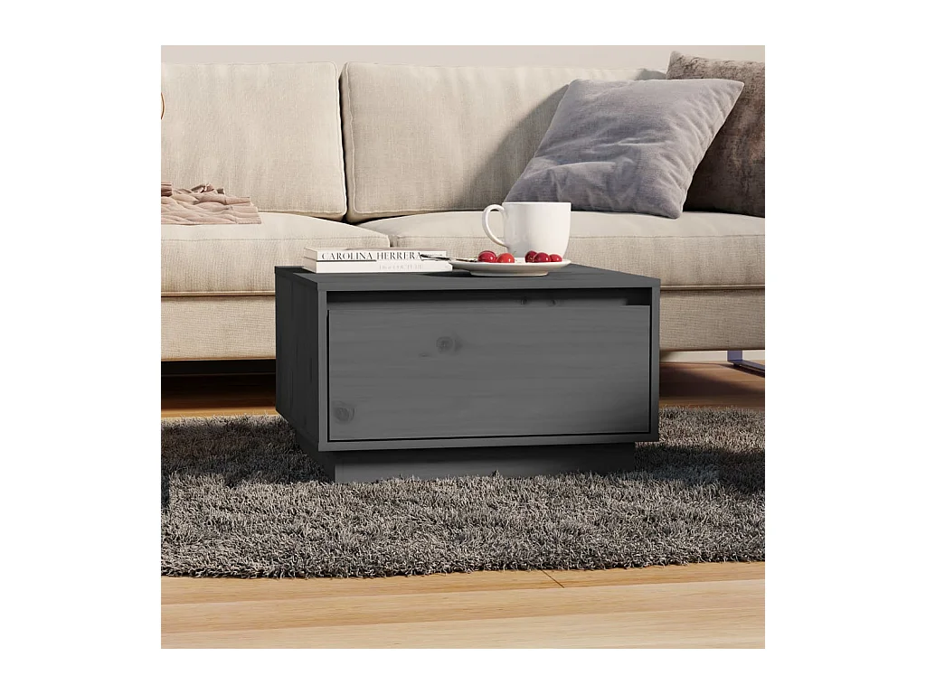Table basse Gris 55x56x32 cm Bois massif de pin OFR70154 BonneVie Meuble