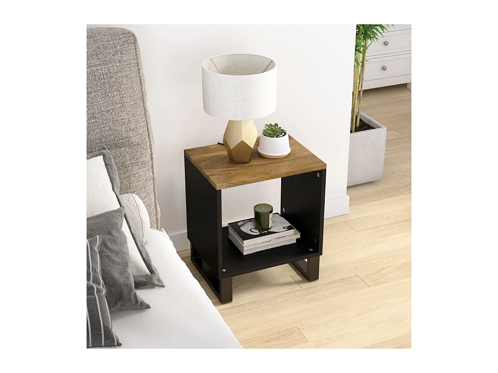 Table basse 40x31x46 cm Bois de manguier solide et d'ingénierie OFR73515 BonneVie Meuble