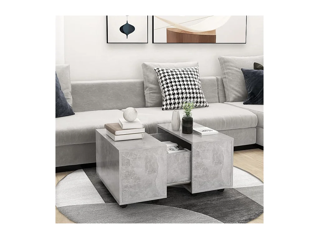 Table basse extensible Gris béton 60x60x38 cm Aggloméré OFR33943 BonneVie Meuble