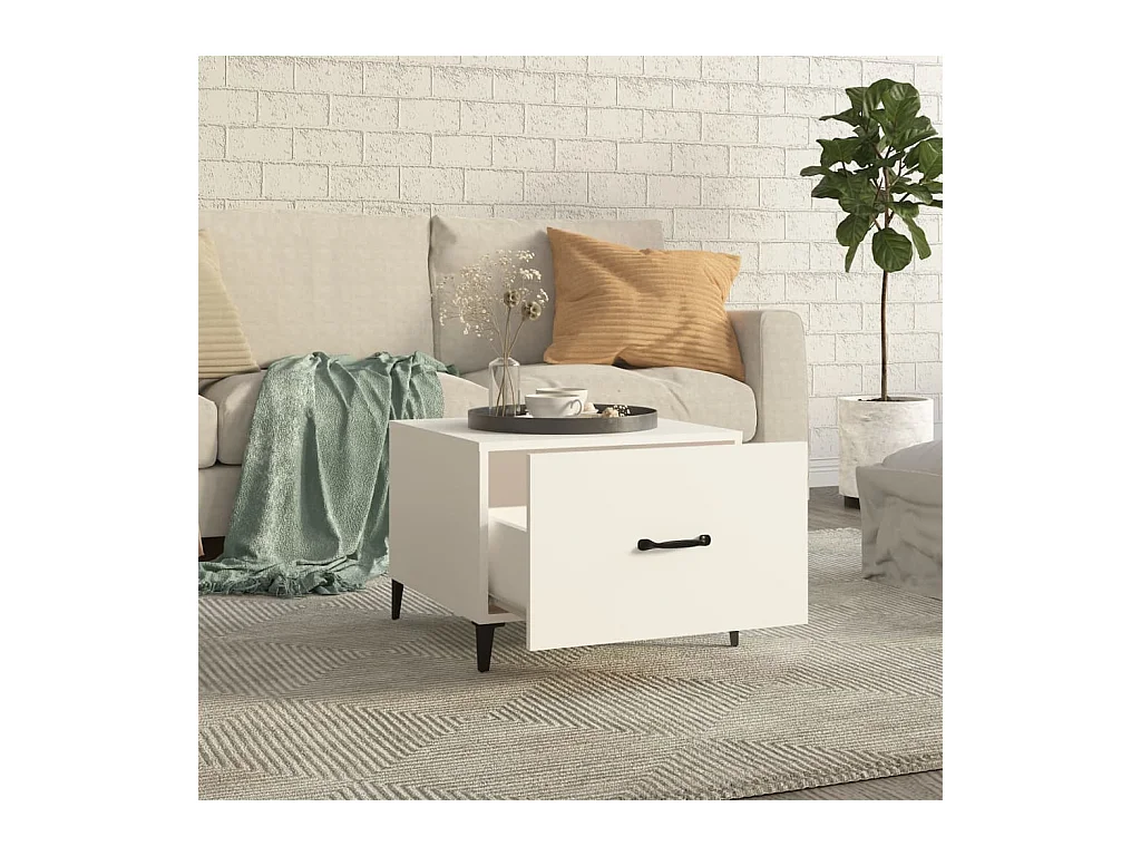 Mesa de centro con patas de metal 2 unidades blanco 50x50x40 cm ES45036