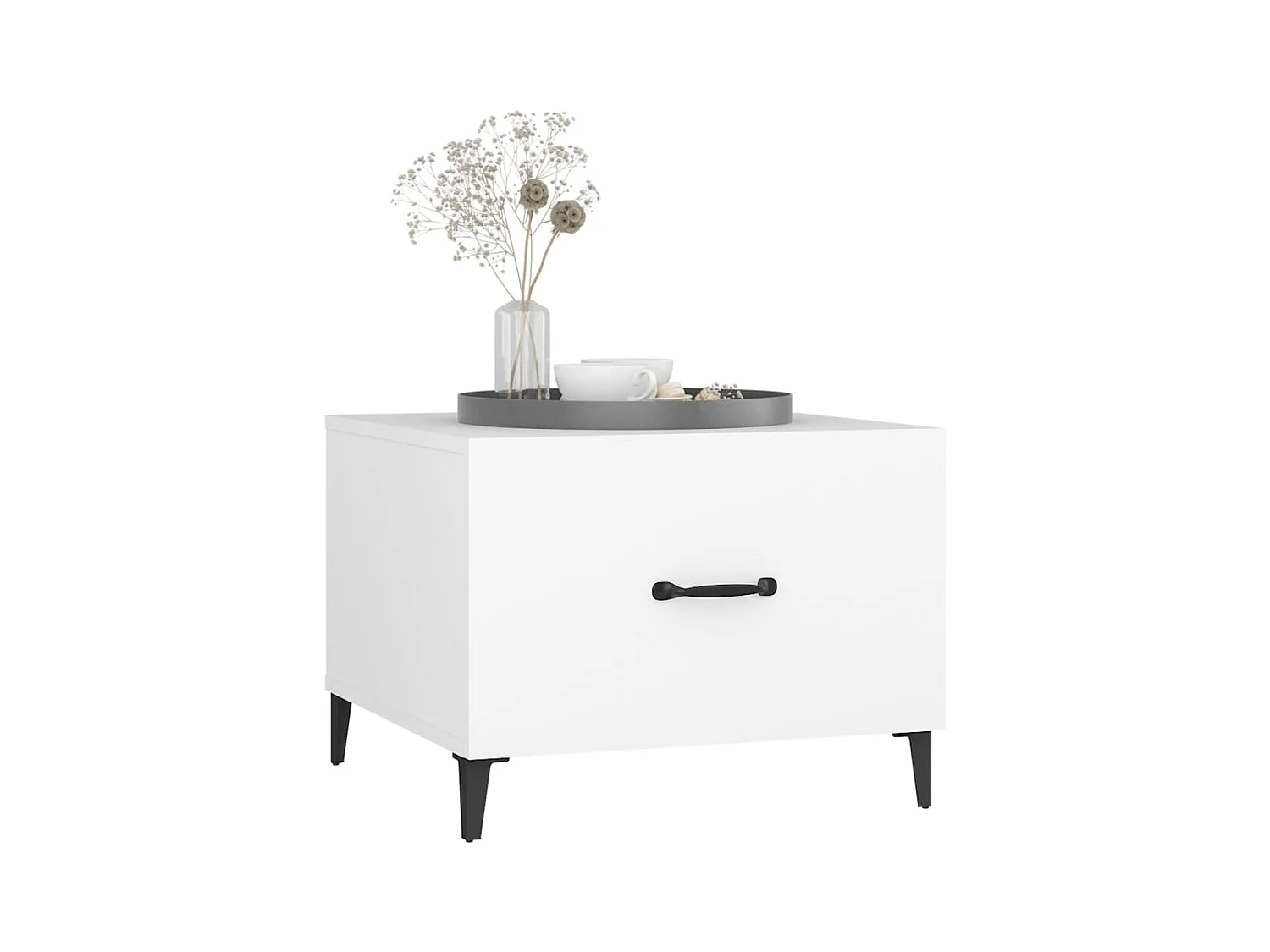 Mesa de centro con patas de metal 2 unidades blanco 50x50x40 cm ES45036