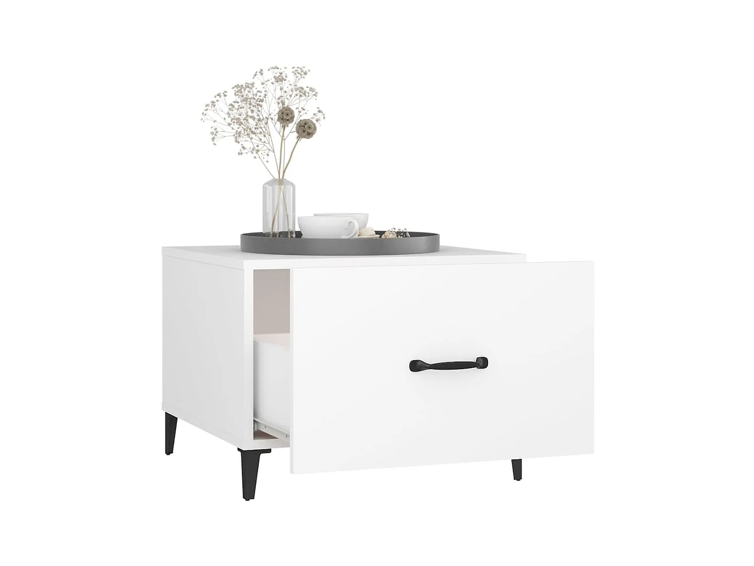 Mesa de centro con patas de metal 2 unidades blanco 50x50x40 cm ES45036