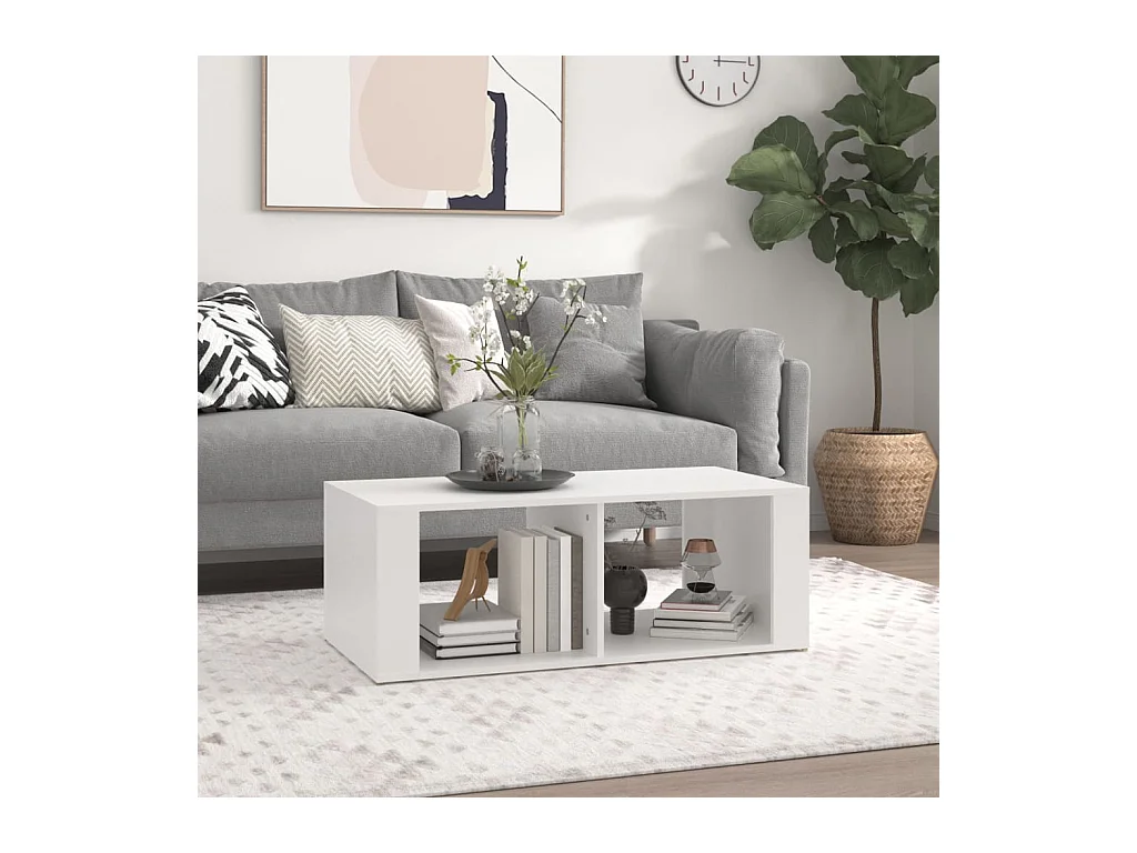 Table basse Blanc 100x50x36 cm Bois d'ingénierie OFR37998 BonneVie Meuble