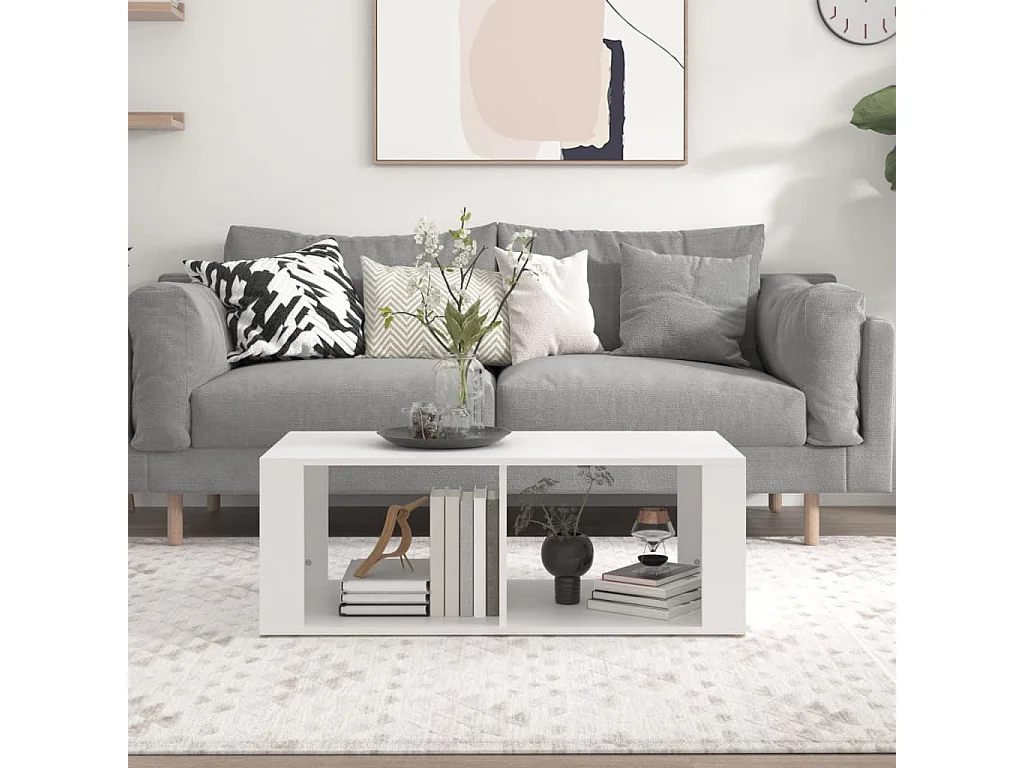 Table basse Blanc 100x50x36 cm Bois d'ingénierie OFR37998 BonneVie Meuble