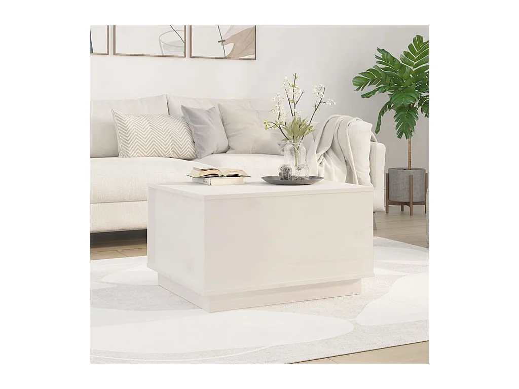 Table basse relevable Blanc 60x50x35 cm Bois massif de pin OFR87642 BonneVie Meuble
