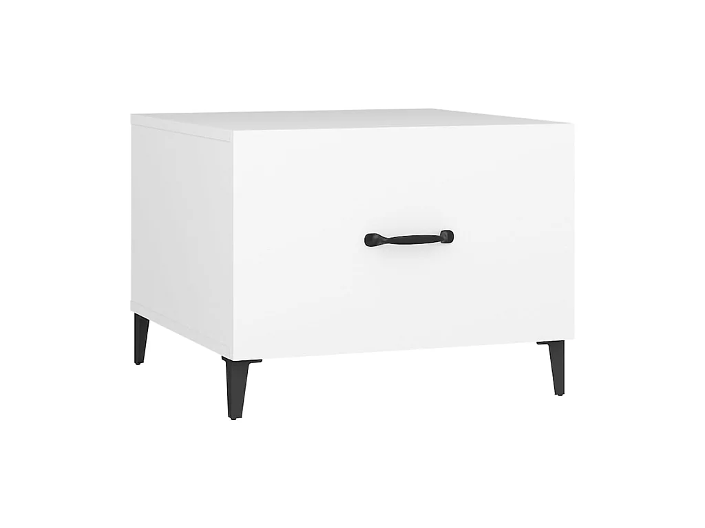 Mesa de centro con patas de metal blanco 50x50x40 cm ES92408